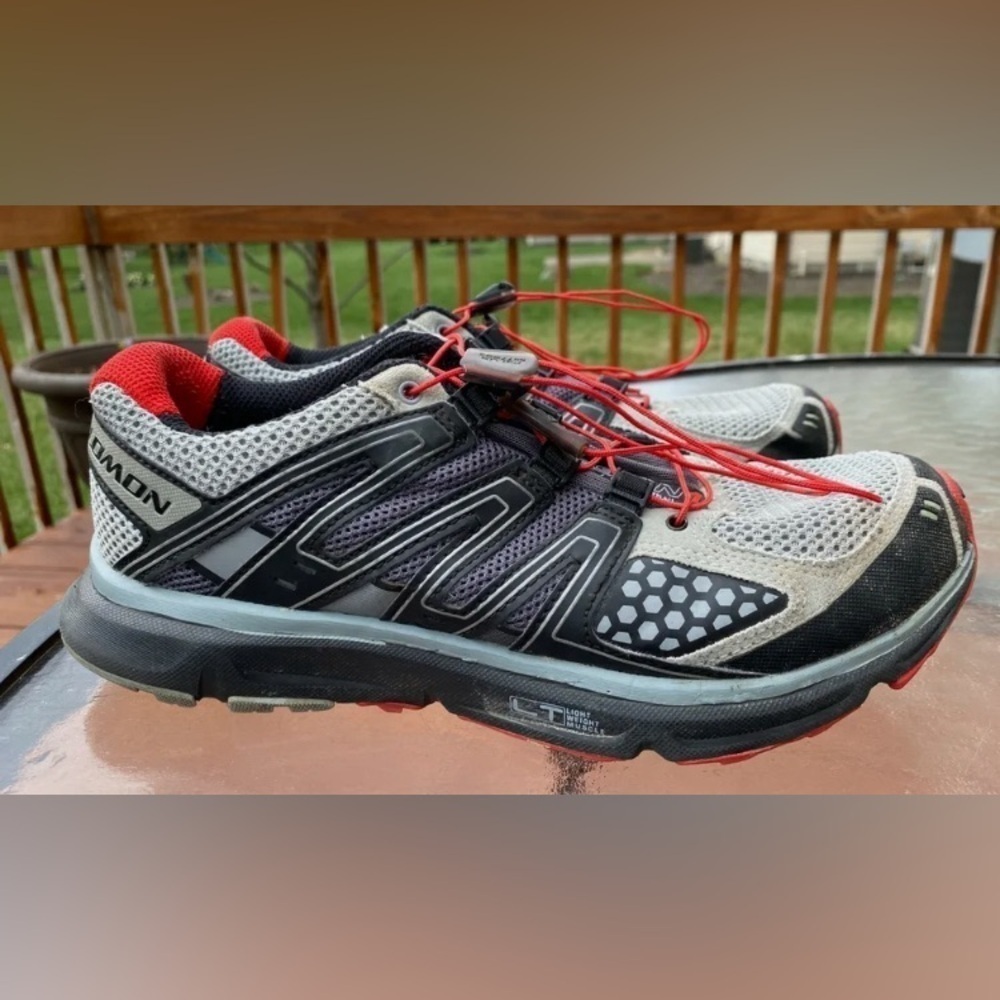 Salomon XR Mission 1 Men's Trail Running Hiking Shoes Black Red Gray Size 8